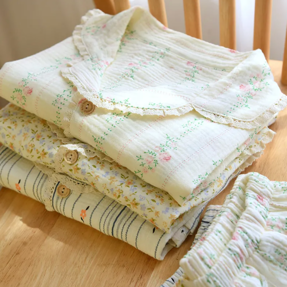Short Bloom Pyjamas – 100% Muslin Bomuld