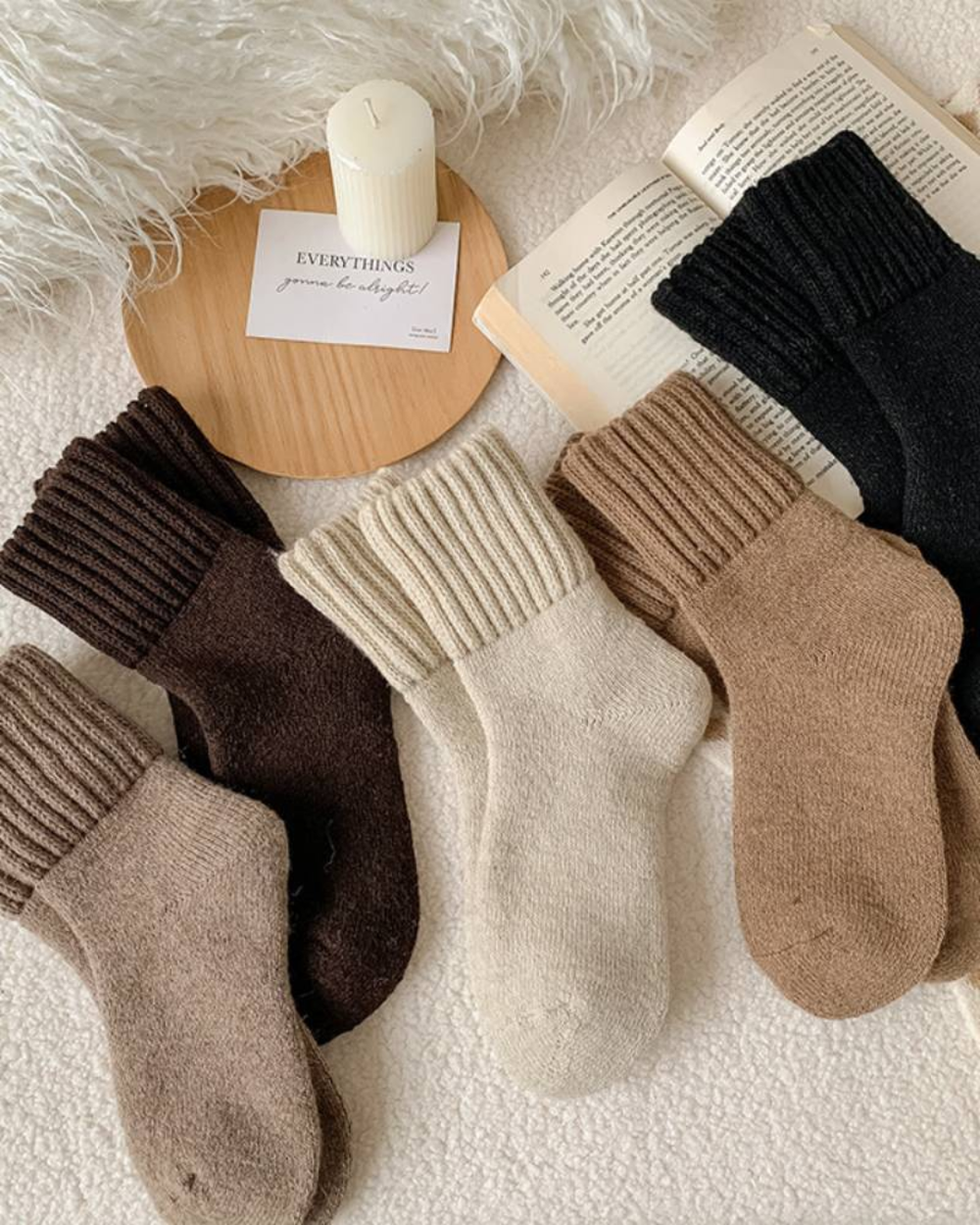 Strikkede Fleece Sokker – 5-pak
