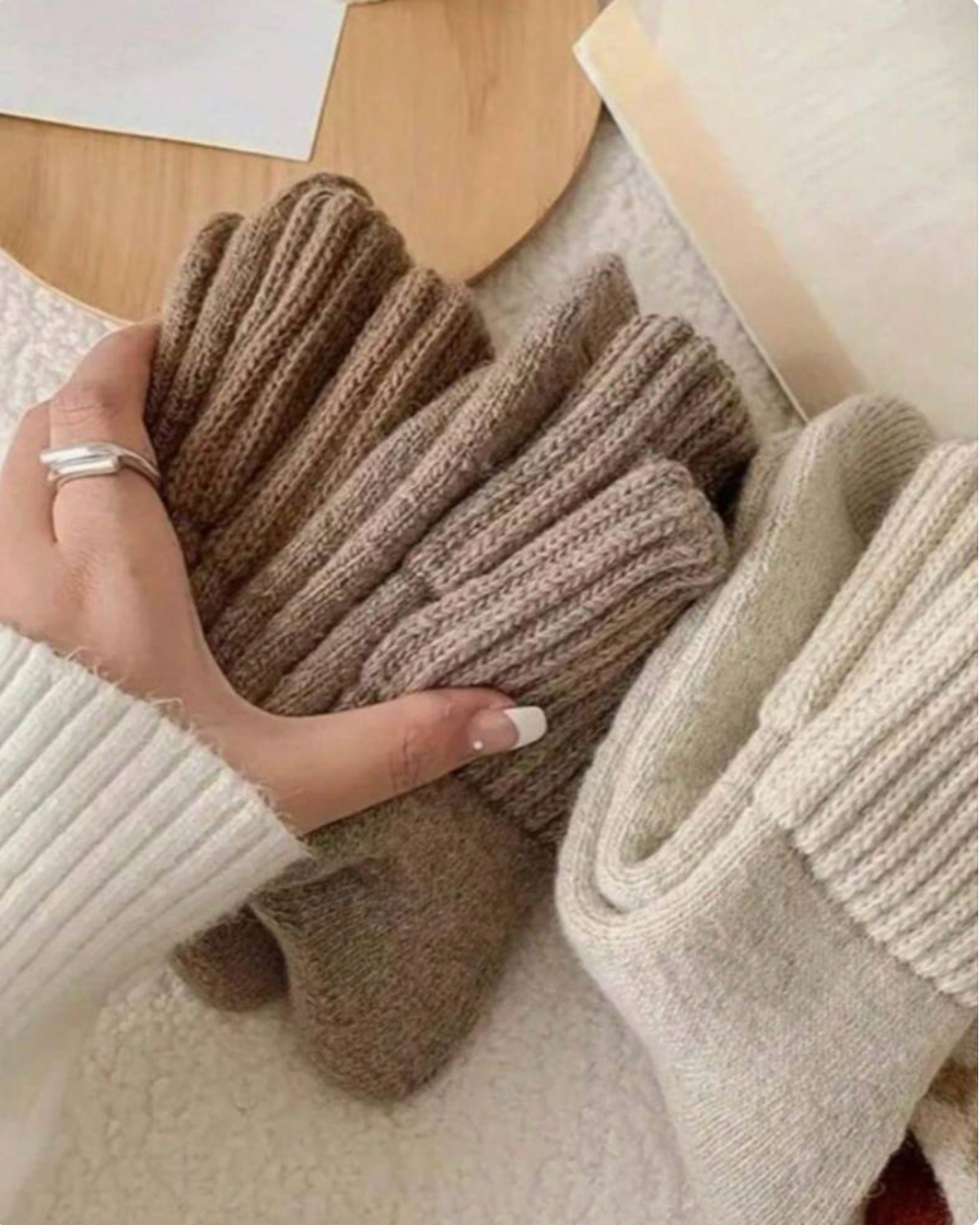 Strikkede Fleece Sokker – 5-pak