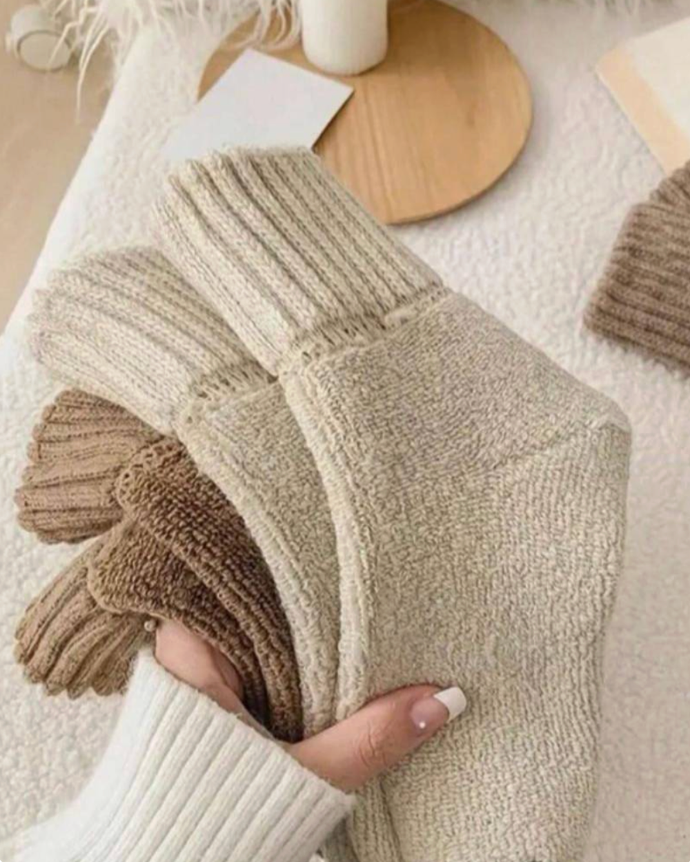 Strikkede Fleece Sokker – 5-pak