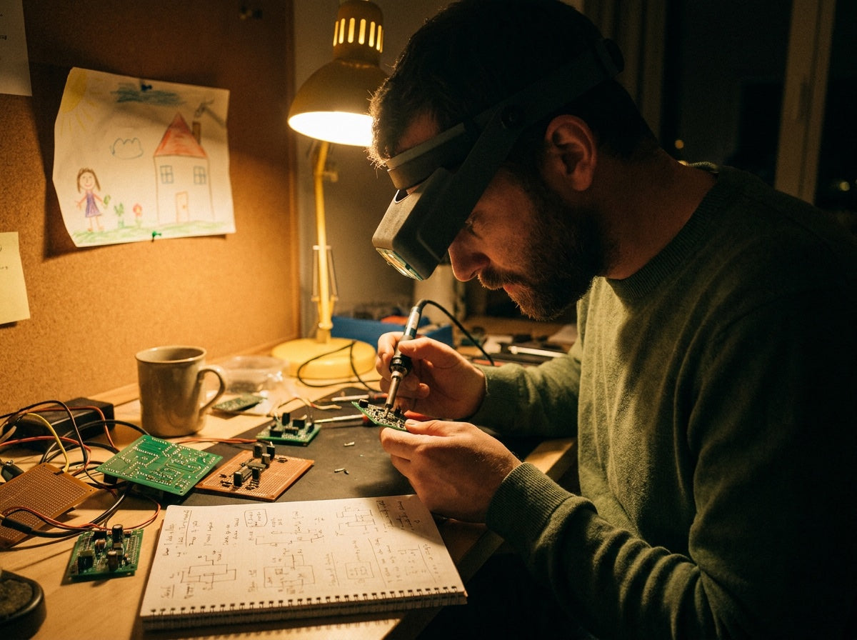 Daniel Berg, grundlægger af Eoka, ved sit arbejdsbord